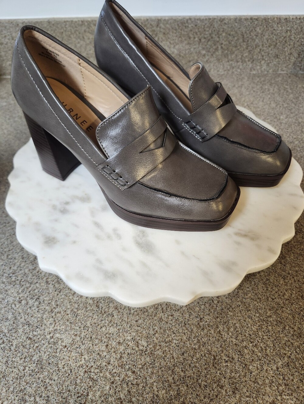 Journee Collection Gray Block Heel Loafers (New) Women's Size 7.5
